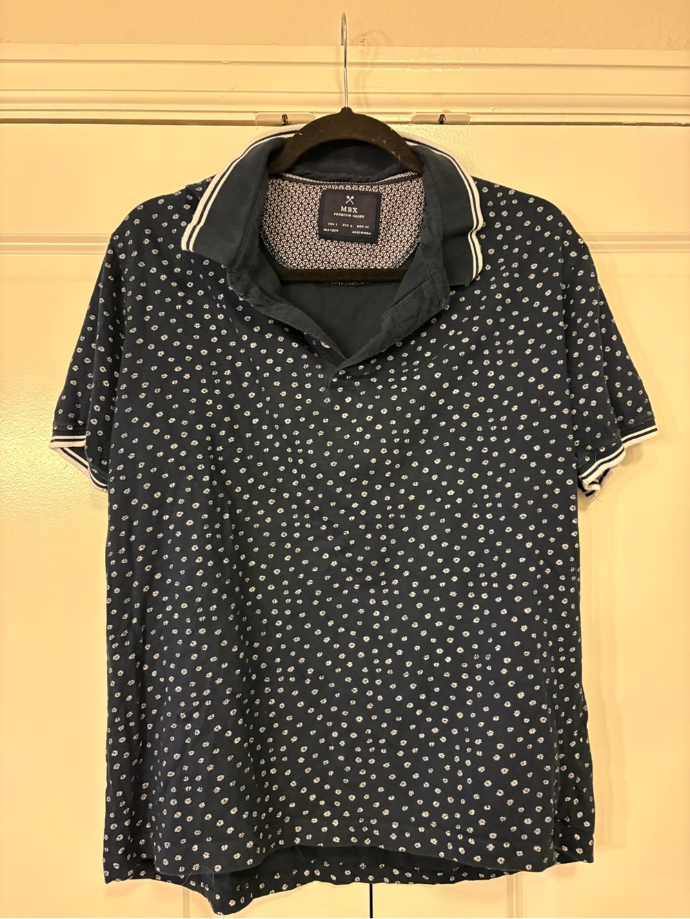Men's Navy Polo with Micro Dot Print